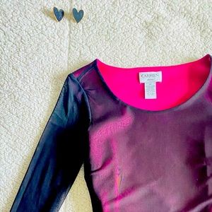 Fuchsia/black long sleeve dress